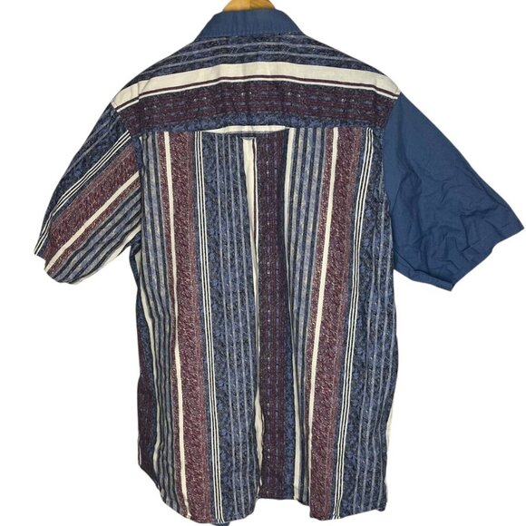 Youngbloods Men's XL Short Sleeve Button Up Blue Abstract Western Cowboy Rodeo - Picture 5 of 5
